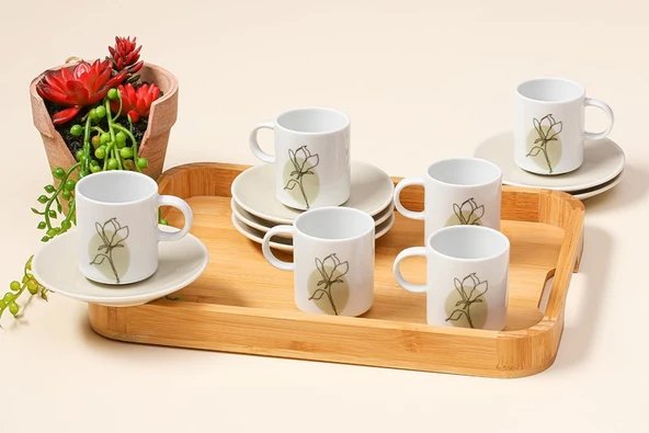 Porland Alyssa Bej 6 Kişilik Kahve Takımı 90cc ürün görseli