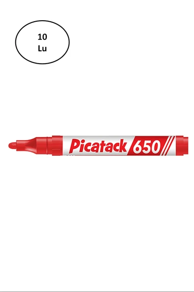 Picatack 650 Permanent Marker 1,5-3mm Yuv.Uç Kırmızı 10'lu ürün görseli 1