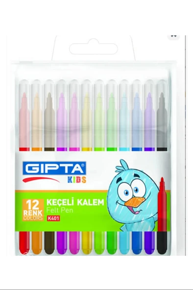 Gıpta Keçeli 12 Renk Boya Kalemi Pvc Çantalı ürün görseli 1