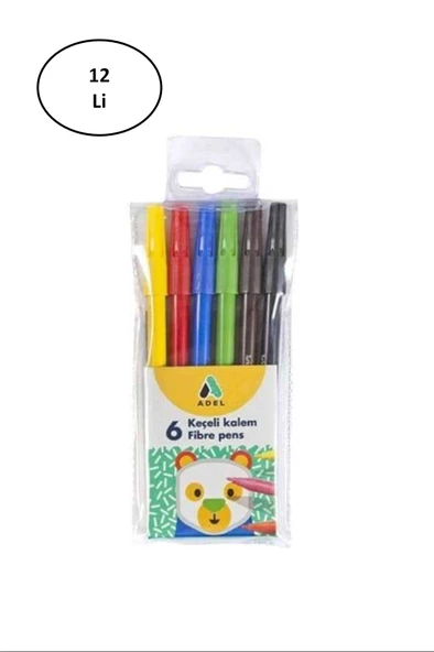 Adel Keçeli Kalem 6 Renk 12'li ürün görseli 1