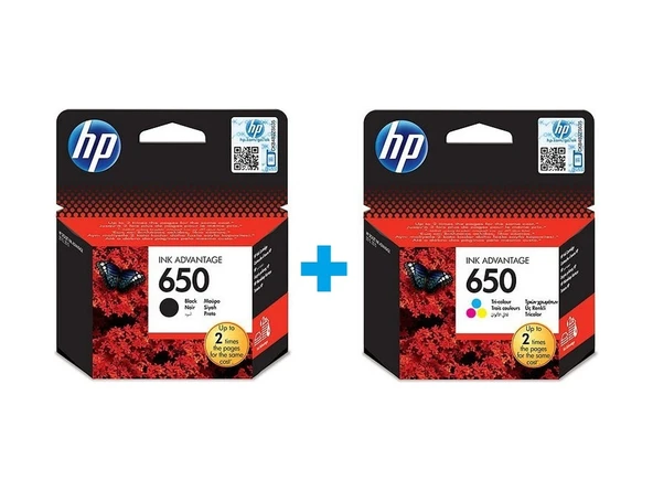HP 650 Siyah Cz101Ae HP 650 Renkli Cz102Ae Kartuş Seti ürün görseli 1