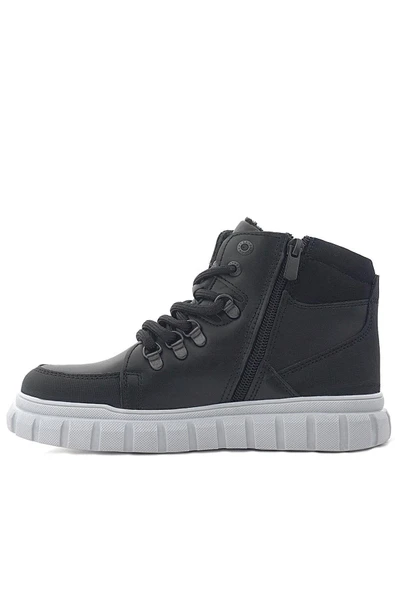 Rakerplus Hakiki Deri Siyah Gri Fermuarlı Erkek Çocuk Bot - Resim 5