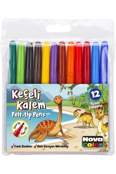 NovaColor Keçeli Kalem 12 Li Set ürün görseli 1