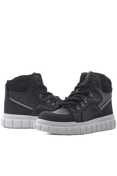 Rakerplus Hakiki Deri Siyah Gri Fermuarlı Erkek Çocuk Bot - Resim 10