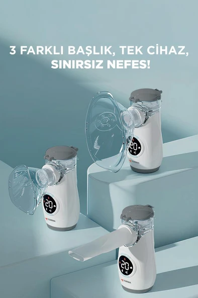 Torima CNB69008 Beyaz Sessiz Kademeli Dijital Ekranlı USB Şarjlı Mesh Nebulizatör Cihazı - Resim 2