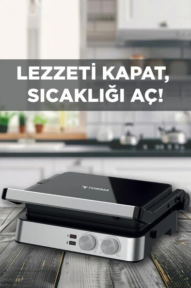 Torima TG-PRO300 Siyah-Gümüş 2000W Paslanmaz Çelik Tost Izgara Makinesi Çıkarılabilir Plaka - Resim 3
