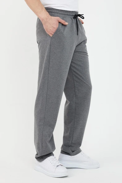 Antrasit Relaxed Fit Bisiklet Yaka Sweatshirt Düz Paça Erkek Eşofman Takımı - 3