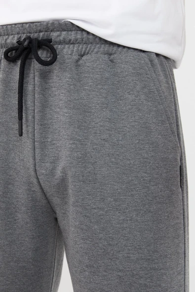 Antrasit Relaxed Fit Bisiklet Yaka Sweatshirt Düz Paça Erkek Eşofman Takımı - Resim 4