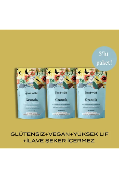 THE GOOD WILD Glütensiz, İlave Şekersiz Granola Karışık Meyveli 3'lü Avantaj Paketi