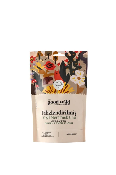THE GOOD WILD Glütensiz Filizlendirilmiş Yeşil Mercimek Unu 300 G