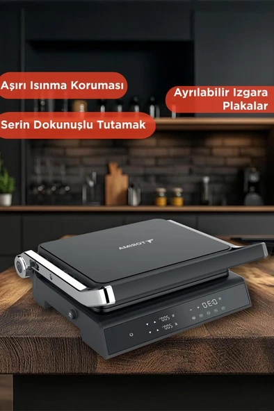 Torima TG-PRO500 Siyah 2000W Dijital Ekranlı Tost & Izgara Makinesi Çıkarılabilir Plaka - Resim 4