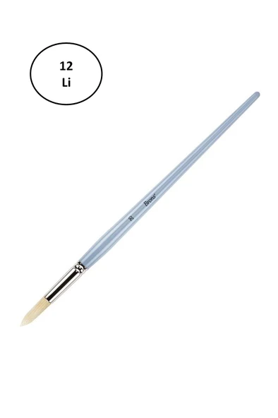 Brons Yağlı Boya ve Akrilik Fırçası Beyaz Kıl Uzun Sap Yuvarlak Uç Seri 123 No 20 12'li ürün görseli 1