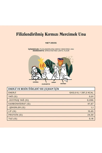 THE GOOD WILD Glütensiz Filizlendirilmiş Kırmızı Mercimek Unu 300 G - 4