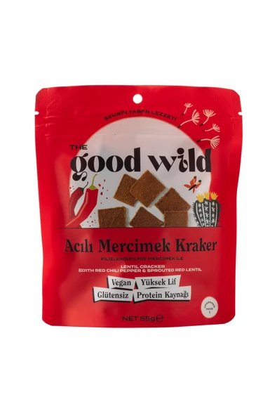 THE GOOD WILD Glütensiz, İlave Şekersiz Acılı Mercimek Kraker 55 G