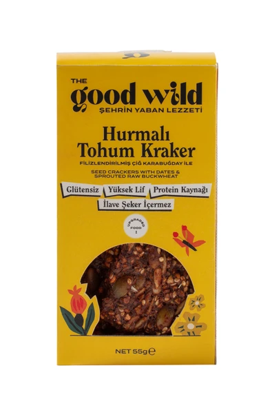 THE GOOD WILD Glütensiz, İlave Şekersiz Hurmalı Tohum Kraker 55 G