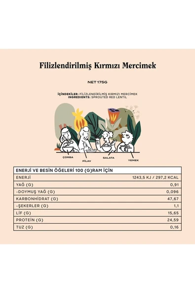 THE GOOD WILD Glütensiz Filizlendirilmiş Kırmızı Mercimek 175 G - 4