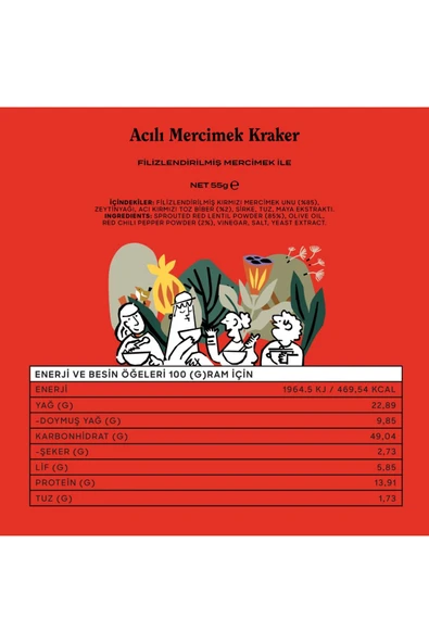 THE GOOD WILD Glütensiz, İlave Şekersiz Acılı Mercimek Kraker 55 G - 2