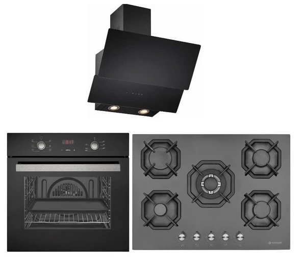EMİNÇELİK DİJİTAL SİYAH CAM 6 PRG TURBO FANLI 5 GÖZLÜ OCAKLI ANKASTRE SET - 4