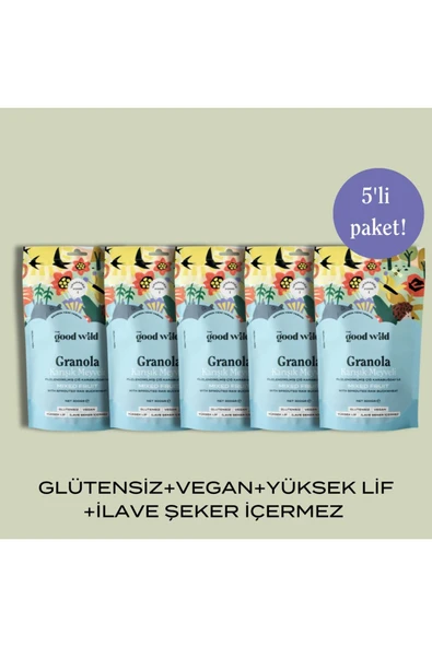 THE GOOD WILD Glütensiz, İlave Şekersiz Granola Karışık Meyveli 5'li Süper Paket