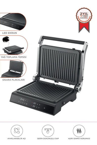 Torima TG-PRO500 Siyah 2000W Dijital Ekranlı Tost & Izgara Makinesi Çıkarılabilir Plaka ürün görseli