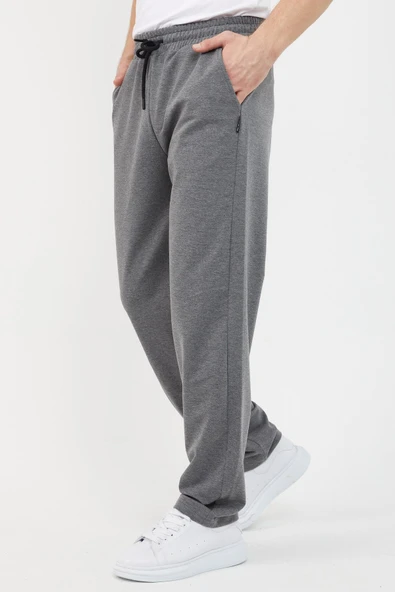 Antrasit Relaxed Fit Bisiklet Yaka Sweatshirt Düz Paça Erkek Eşofman Takımı - 2