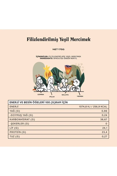 THE GOOD WILD Glütensiz Filizlendirilmiş Yeşil Mercimek 175 G - 3