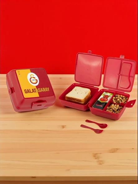Galatasaray Taraftar 4 bölmeli Beslenme Kutusu Aslan Figürlü 500 Ml Matara Kırtasiye Seti - 2