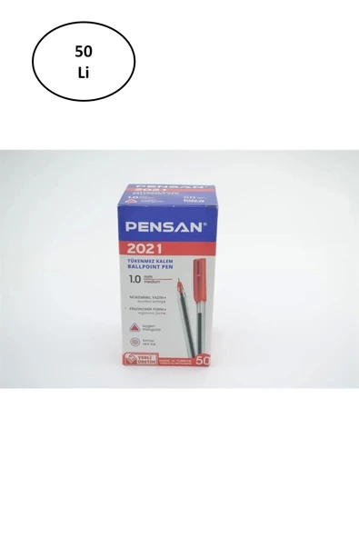 Pensan 2021 Tükenmez Kalem Kırmızı 1.0 Mm 50'li - 3