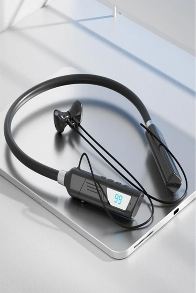 Digital Göstergeli 120 Saat Bekleme Süreli Kablosuz Bluetooth Boyunluk Kulaklık 5.1 - 3