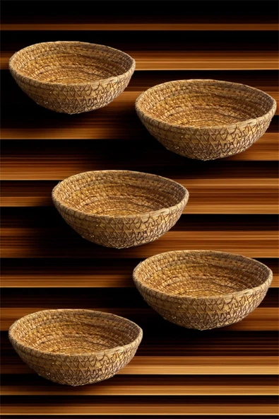 5'li Hasır Örgülü Çerezlik - Resim 3