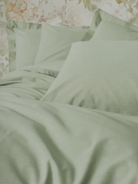 Cotton Box Plain Çift Kişilik Nevresim Takımı Adaçayı - Resim 2