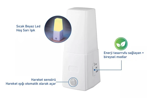 Hareket Algılama Özellikli  Otomatik LED Gece Lambası - 7