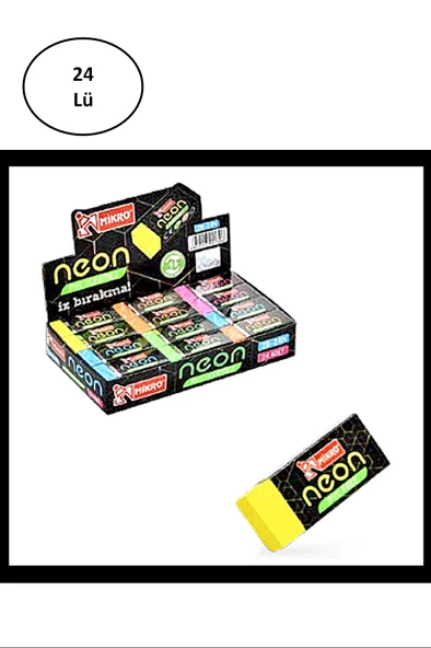 Mikro 2B-24N Neon Soft Silgi 24'lü Paket ürün görseli 1
