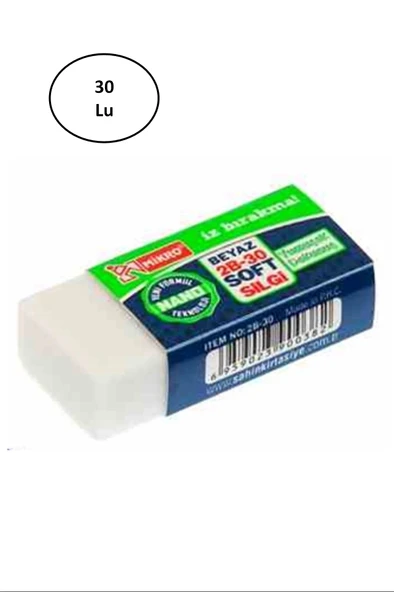 Mikro 2B Nano Beyaz Silgi 30'lu ürün görseli 1
