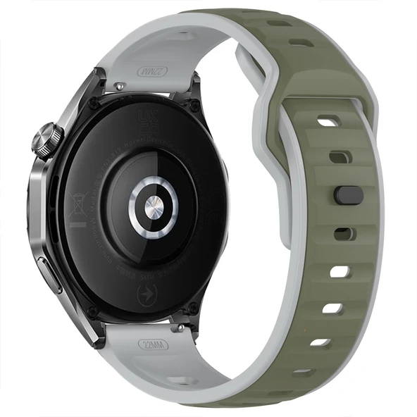 Huawei Watch GT5 Pro 46mm İle Uyumlu Çift Renkli Spor Silikon Kordon Nefes Alabilir Konforlu  Yeşil - Resim 2