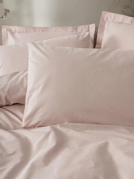 Cotton Box Plain Çift Kişilik Nevresim Takımı Pudra - Resim 2