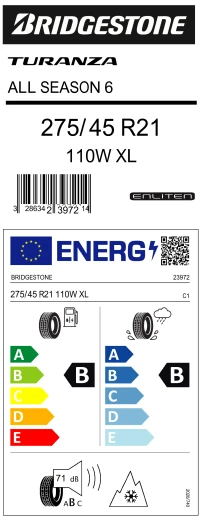 Bridgestone 275/45R21 110W Xl M+S Sfm Turanza All Season 6 (4X4-Suv) 4Mevsim Lastiği (Üretim Yılı:2024) - Resim 4