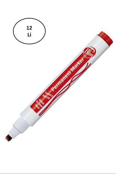 Mas 9177 Bion Permanent Marker Kesik Uç Kırmızı 12'li ürün görseli 1