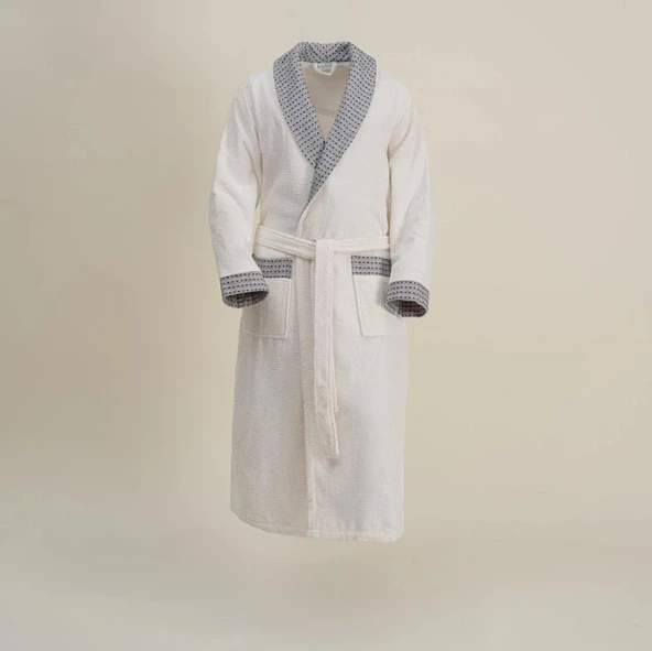 Ecocotton İzgi Erkek Bornoz %100 Organik Pamuk Jakarlı Siyah XXL ürün görseli 1