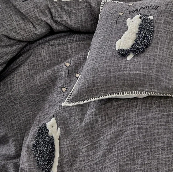 Ecocotton Migala Organik Bebek Nevresim Takımı Gri TK - Resim 3