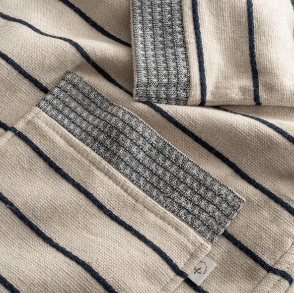 Ecocotton Arden Erkek Bornoz %100 Organik Pamuk Kenevir Karışımlı Bornoz Lacivert XXL - Resim 3