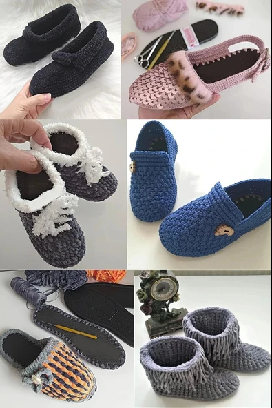 3 Çift Delikli Eva Keçe Panduf Hobi Örgü Patik Tabanı 3 Katlı Konforlu Patik Tabanlığı Kaydırmaz - 3