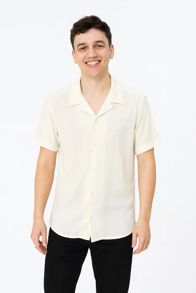 CLASSİCS MEN Erkek Pamuklu Yazlık Kısa Kollu Gömlek 7375 - Resim 6
