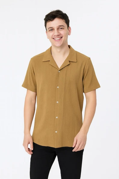 CLASSİCS MEN Erkek Pamuklu Yazlık Kısa Kollu Gömlek 7375 - Resim 4