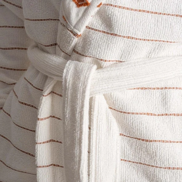 Ecocotton İmre Kadın Bornoz %100 Organik Pamuk Jakarlı Kiremit S - Resim 3