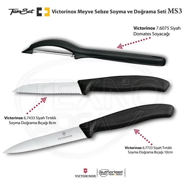 Victorinox Meyve Sebze Soyacak ve Doğrama Bıçağı Seti MS3 ürün görseli 1