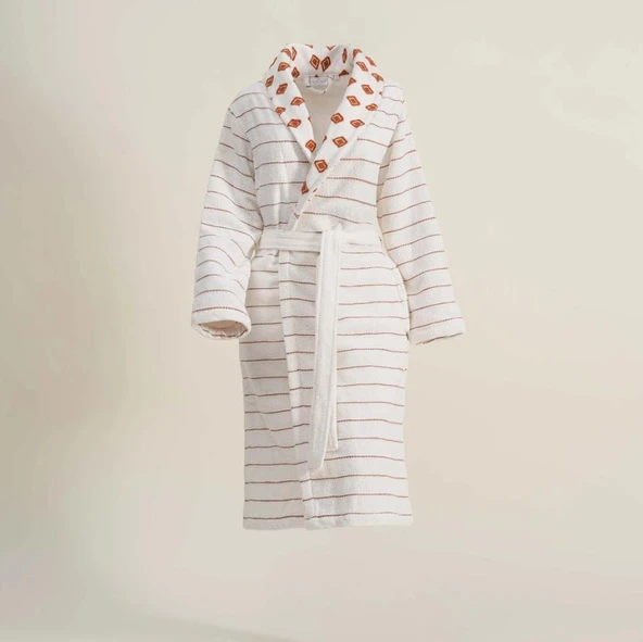 Ecocotton İmre Kadın Bornoz %100 Organik Pamuk Jakarlı Kiremit S ürün görseli