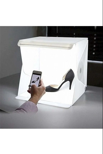 20 X 20 Cm Profesyonel Stüdyo Led Işıklı Çift Sıra Ürün Fotoğraf Çekim Çadırı - 2