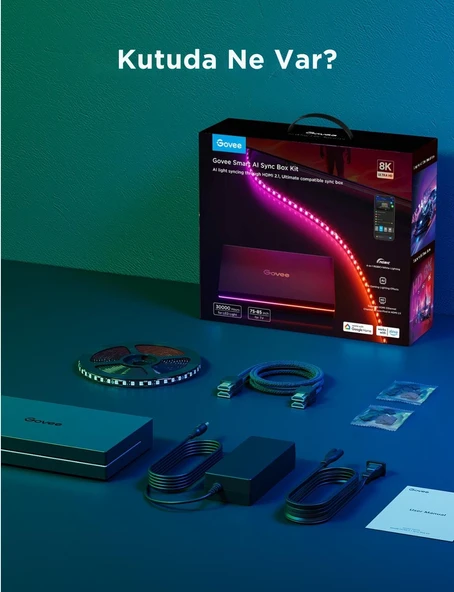 Govee AI Sync Box 2 75-85 Inç TV Arkası LED Aydınlatma - Resim 7