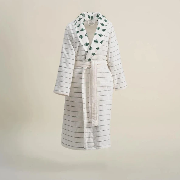 Ecocotton İmre Kadın Bornoz %100 Organik Pamuk Jakarlı Yeşil S ürün görseli